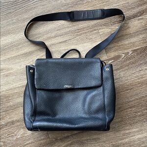 Storksak St. James Black Pebbled  Leather Convertible Backpack Diaper Bag